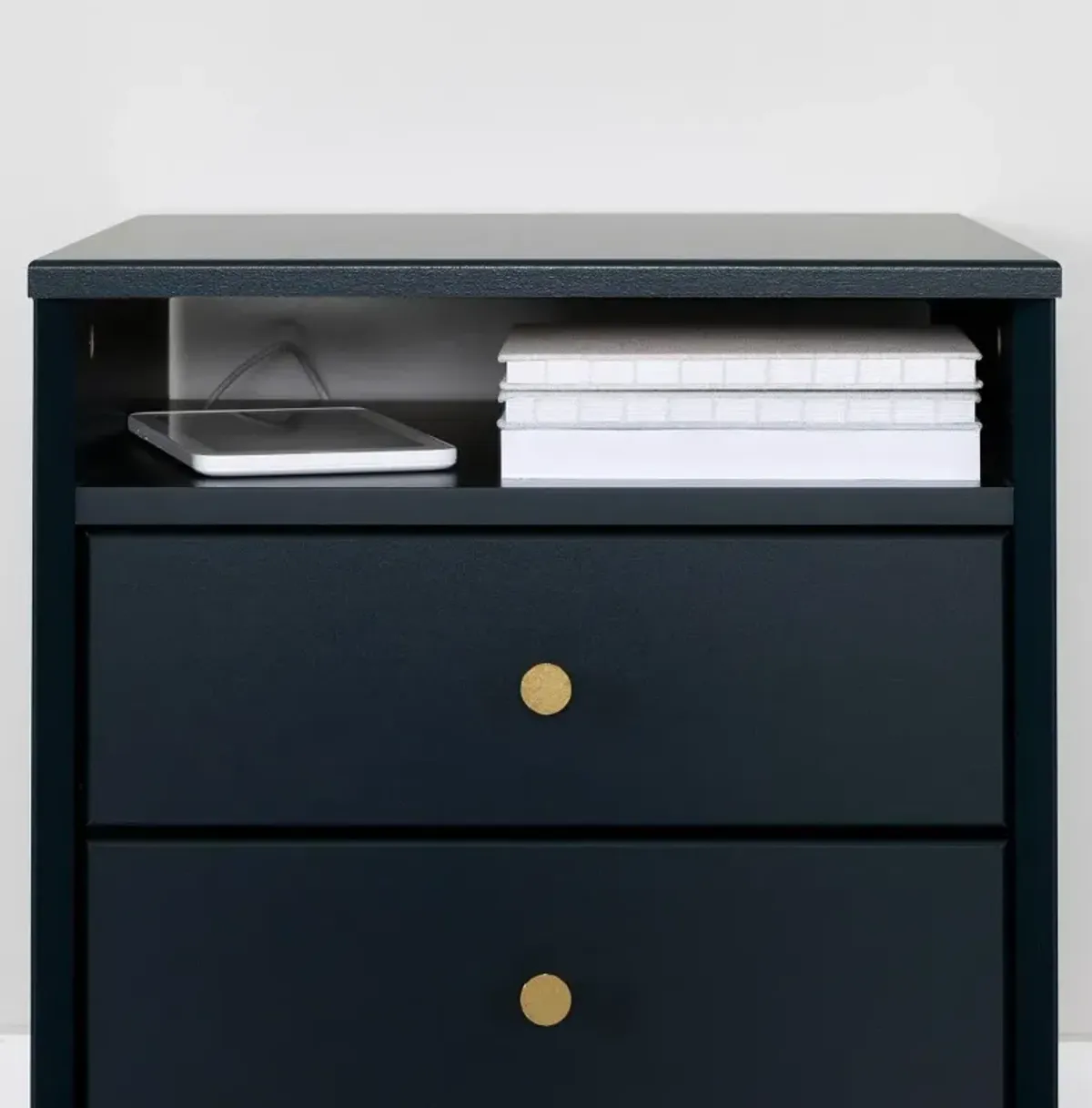 Dylane Navy Blue 2-Drawer Nightstand - South Shore