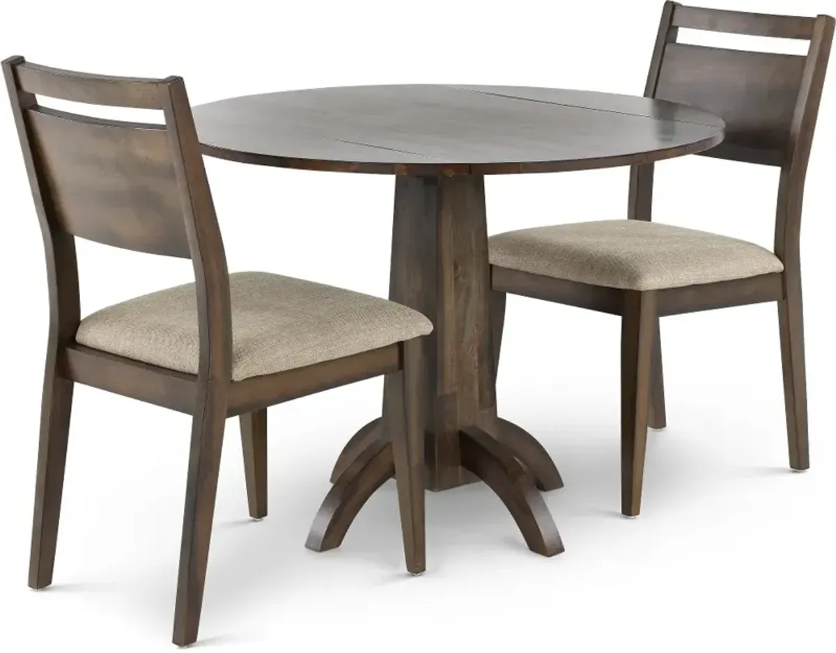 Zoey Dark Brown 3 Piece Dining Room Set