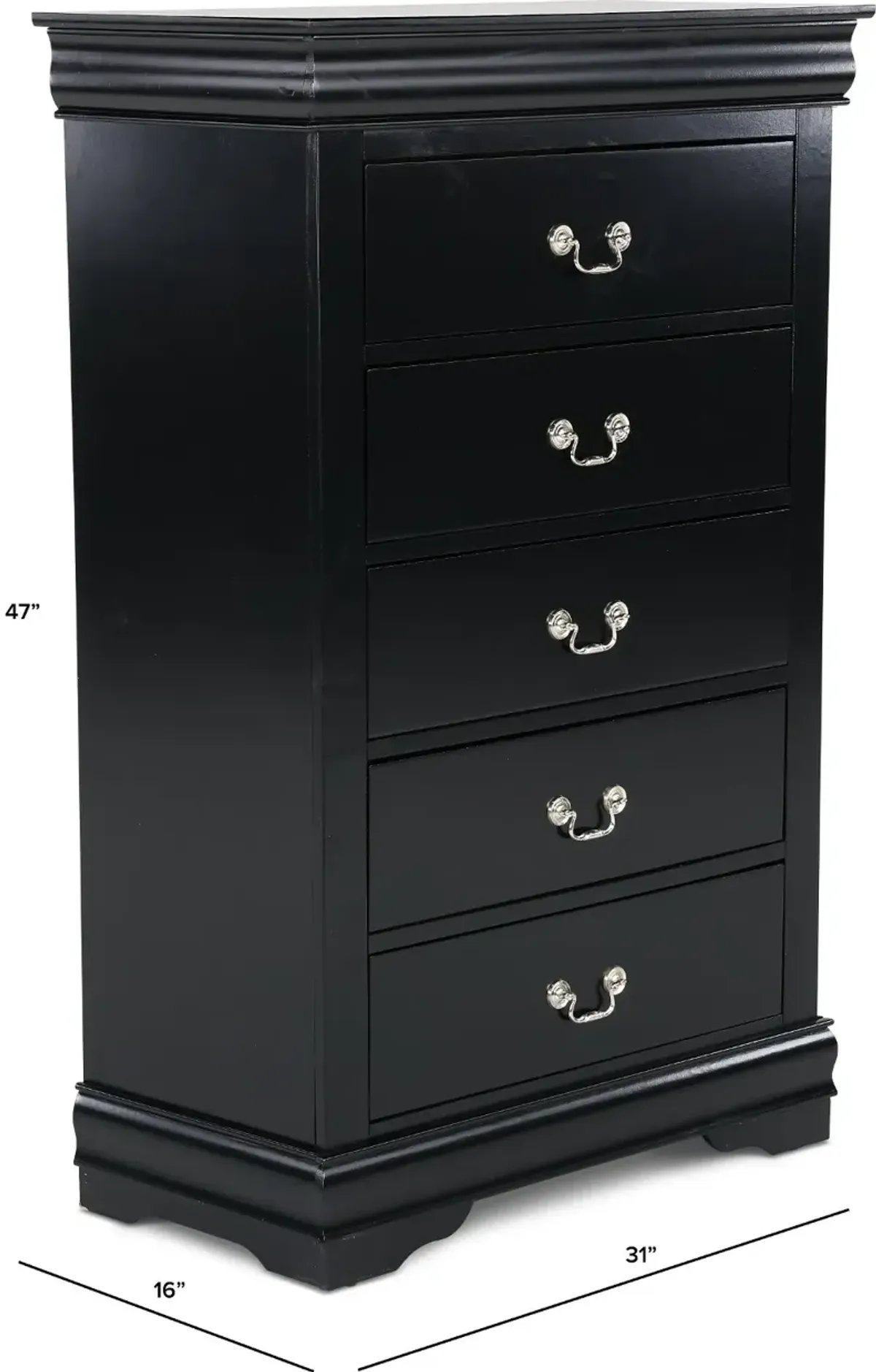 Louis Black Chest of Drawers