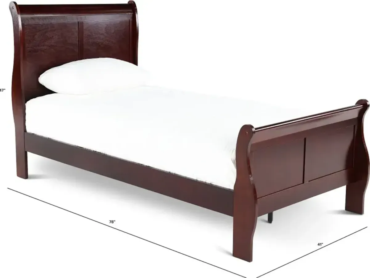 Louis Cherry Twin Sleigh Bed