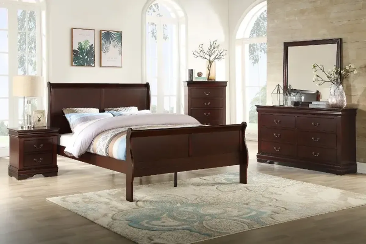 Louis Cherry Full Sleigh Bed