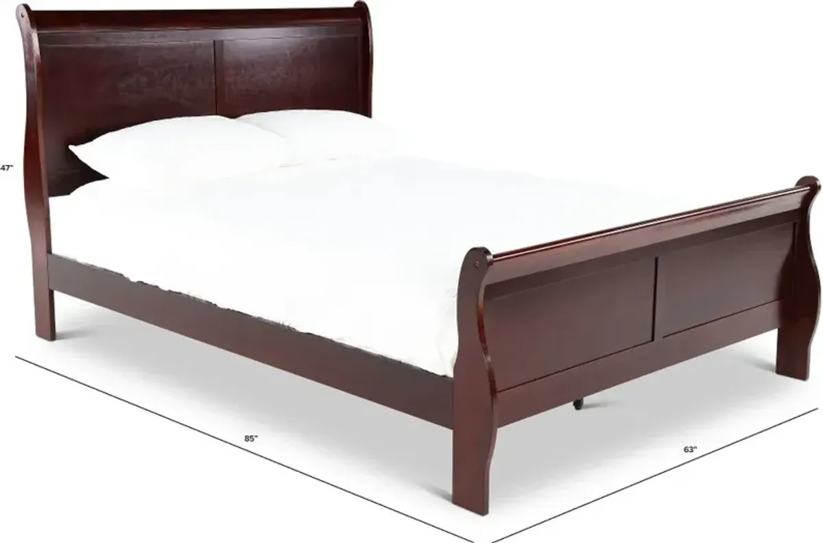 Louis Cherry Queen Sleigh Bed