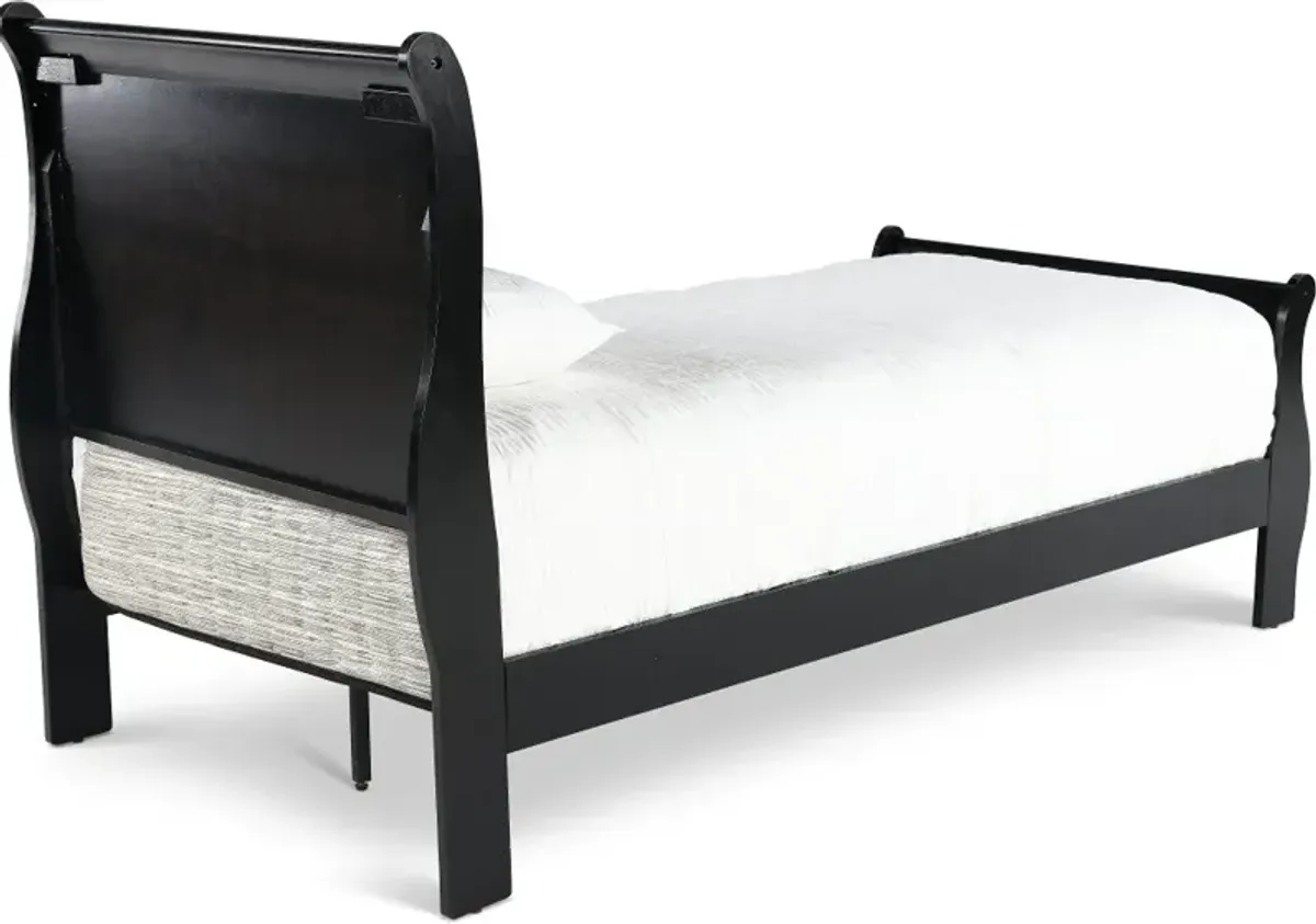 Louis Black Twin Sleigh Bed