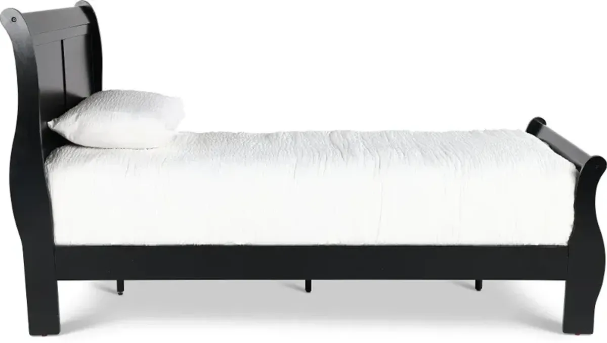 Louis Black Twin Sleigh Bed