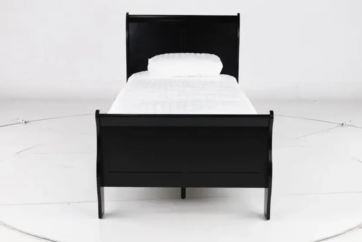 Louis Black Twin Sleigh Bed