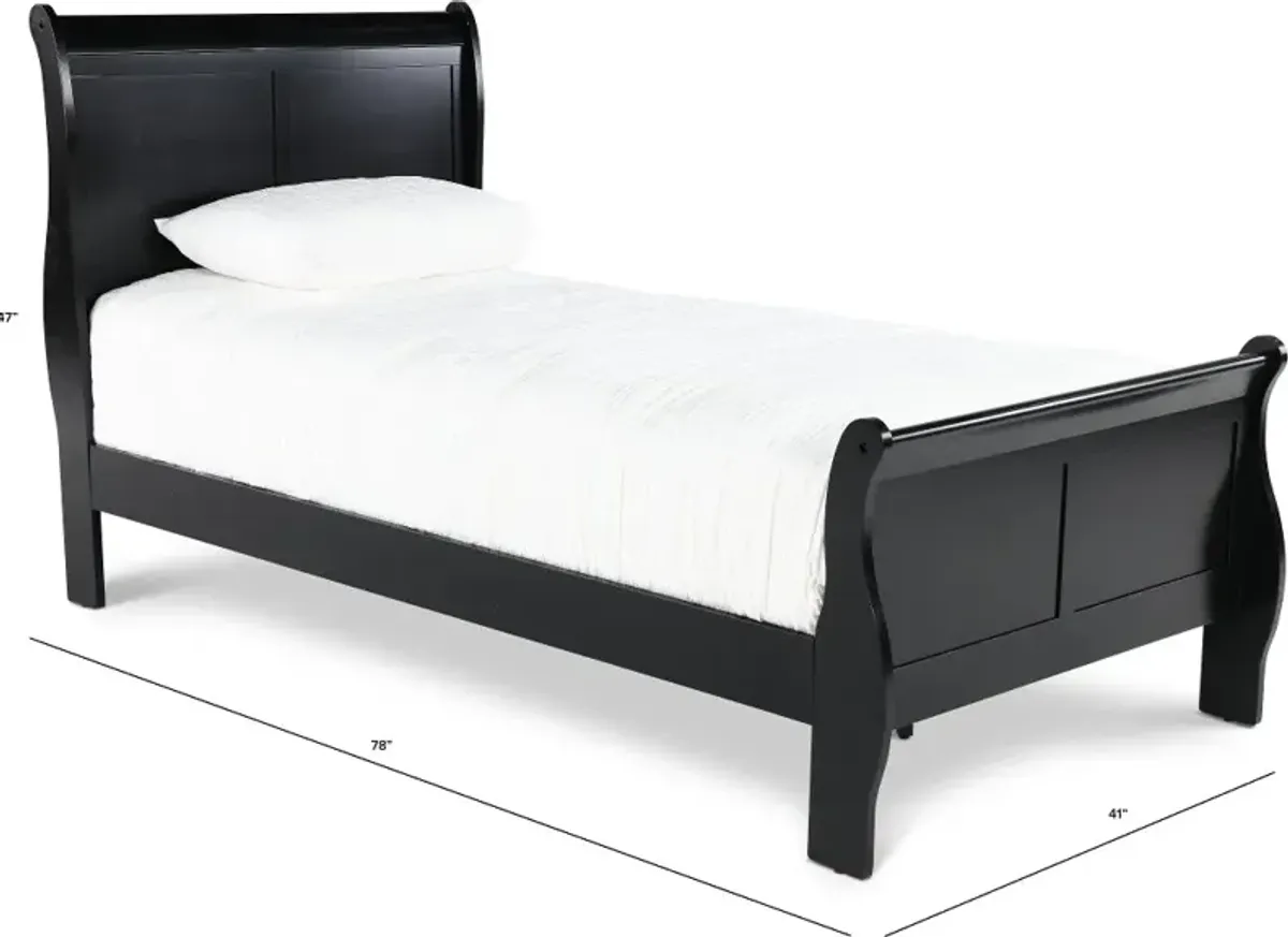 Louis Black Twin Sleigh Bed