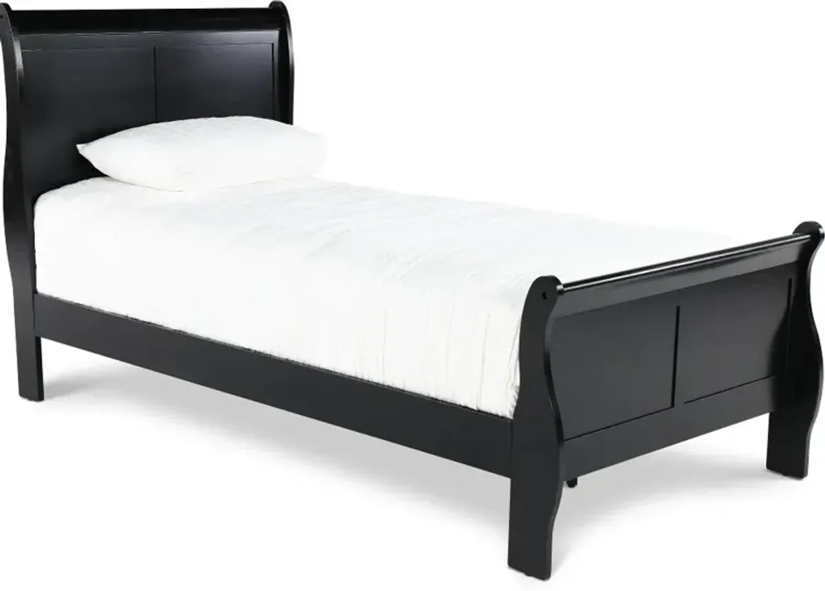 Louis Black Twin Sleigh Bed