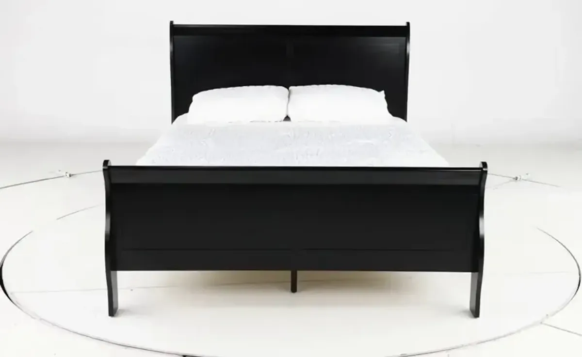 Louis Black Full Sleigh Bed