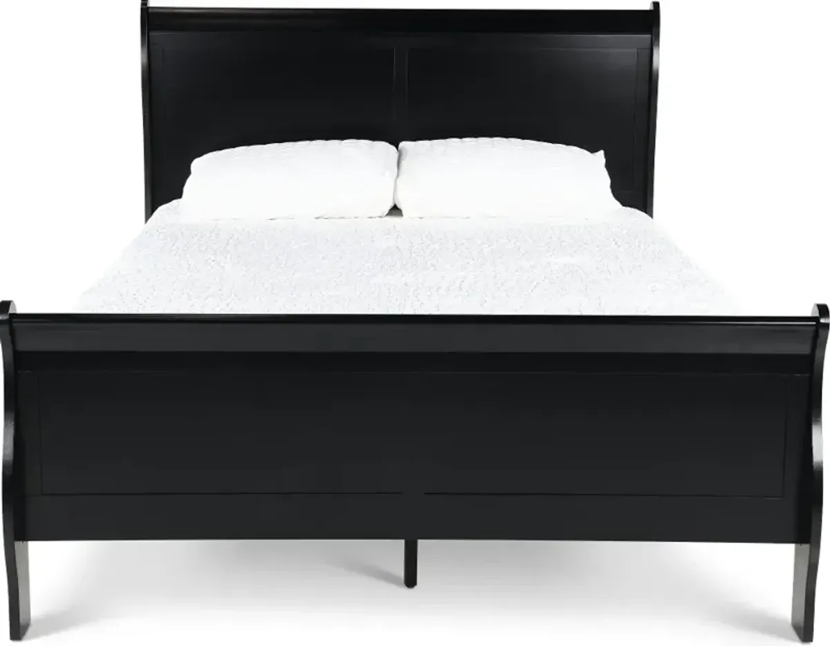 Louis Black Full Sleigh Bed