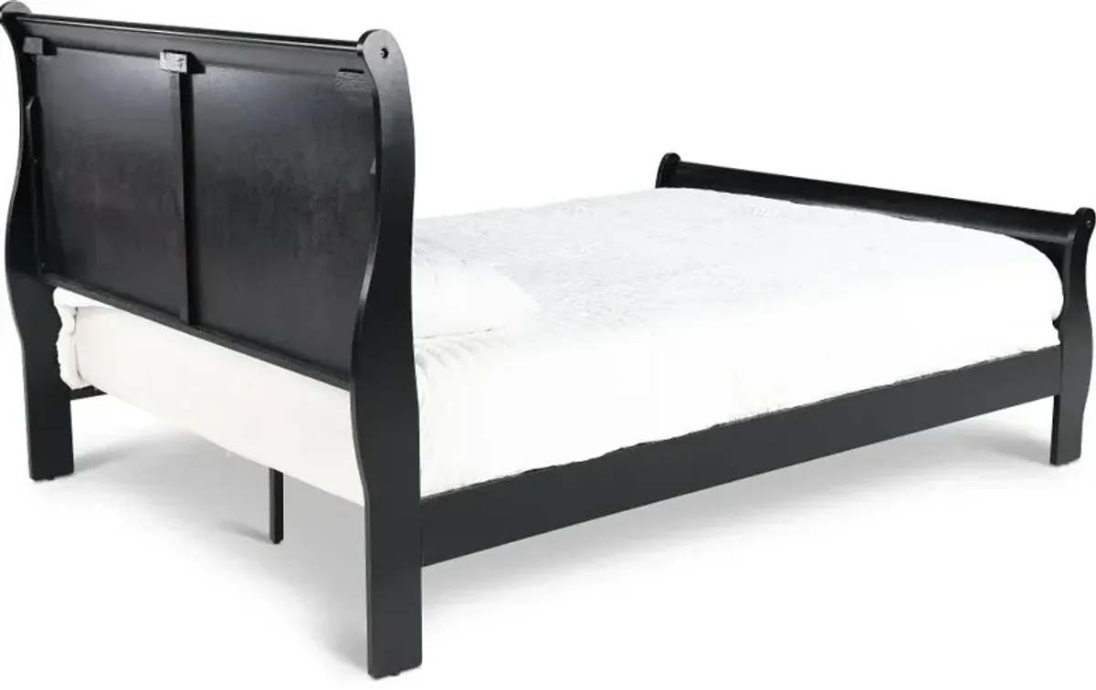 Louis Black Full Sleigh Bed