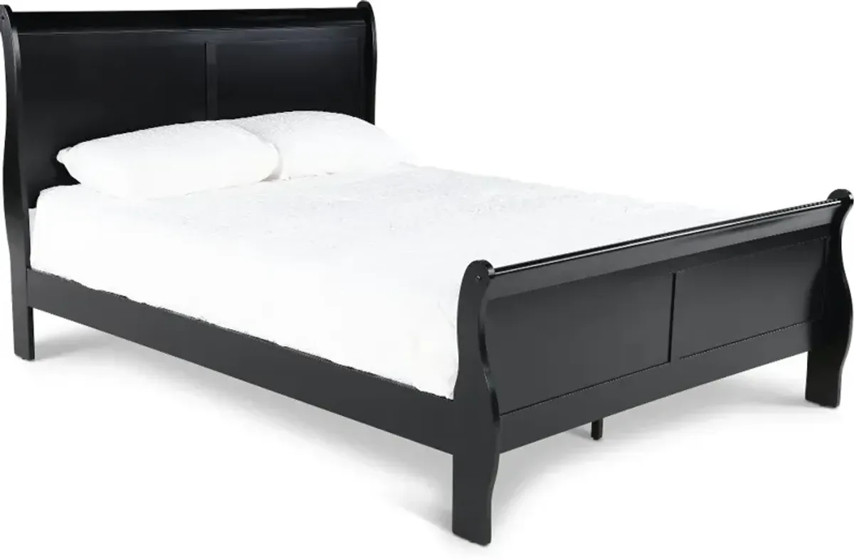 Louis Black Full Sleigh Bed