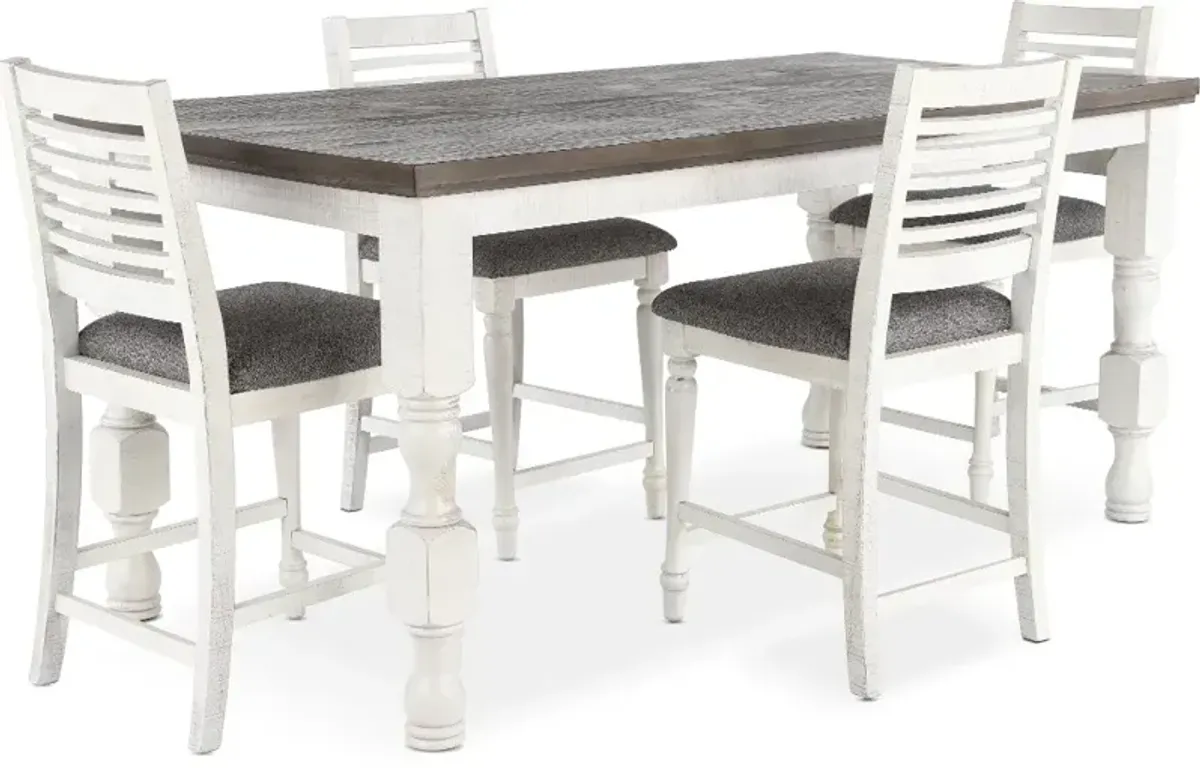 Clabria White and Gray Counter Height Dining Table