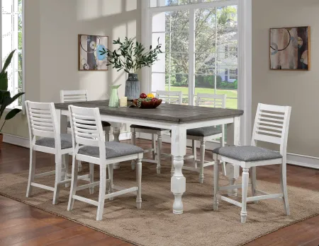 Clabria White and Gray Counter Height Dining Table