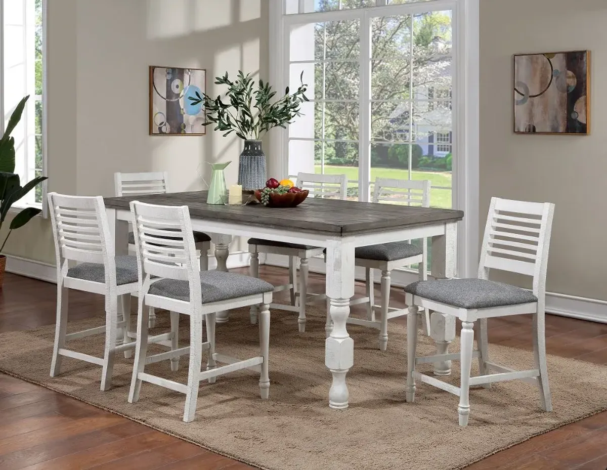 Clabria White and Gray Counter Height Dining Table