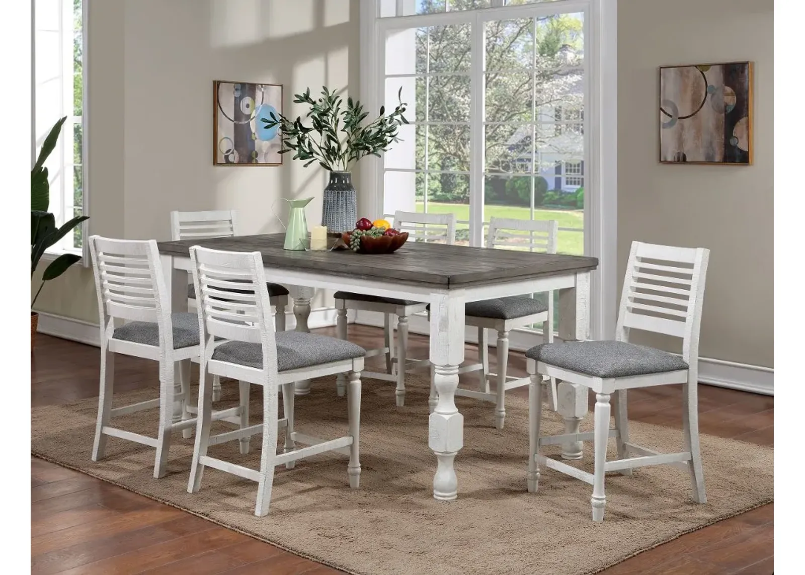 Clabria White and Gray 5 Piece Counter Height Dining Set