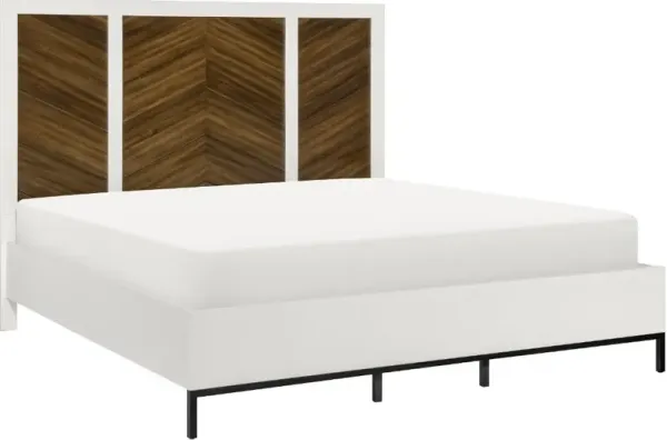 Oslo White and Walnut Queen Bed