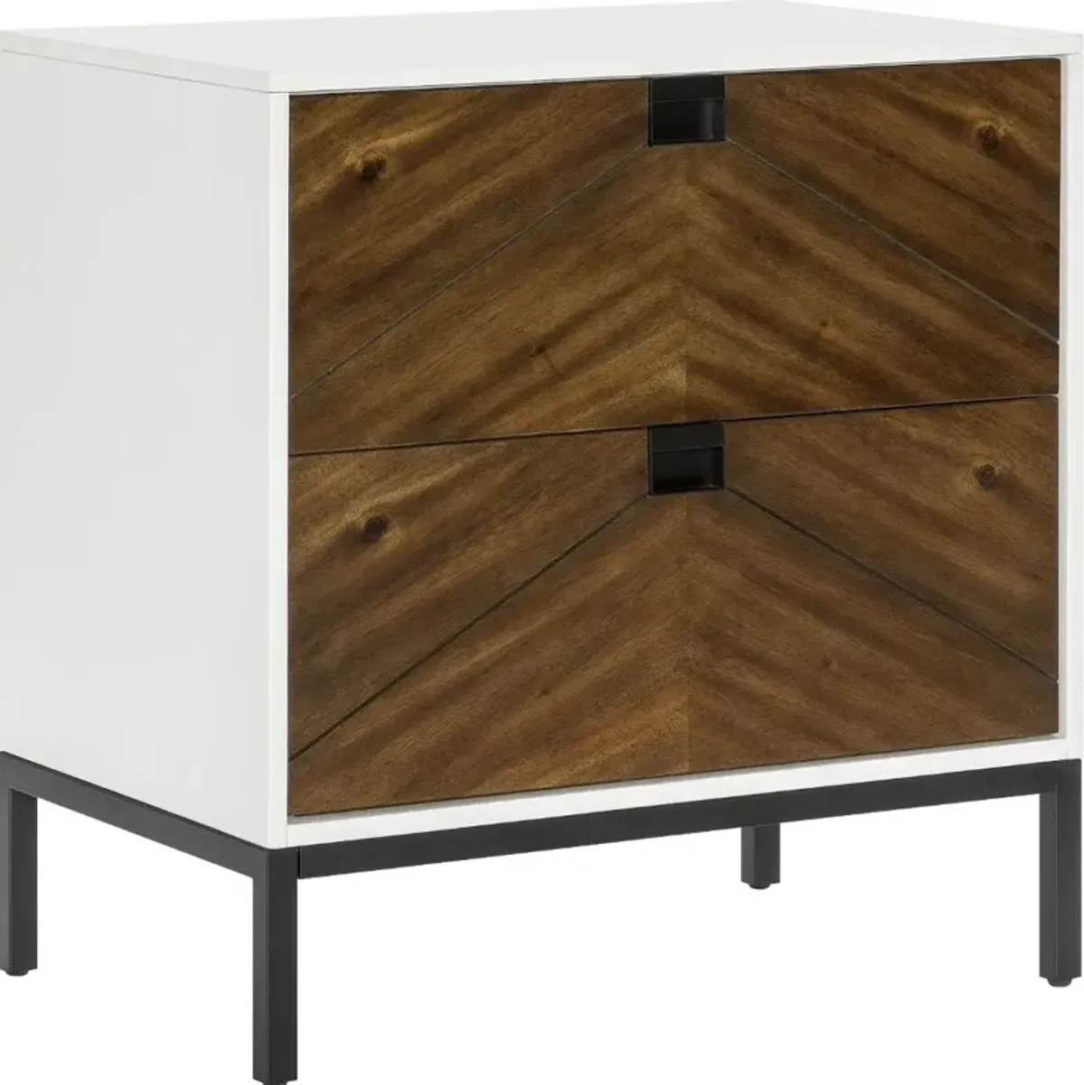 Oslo White and Walnut Nightstand