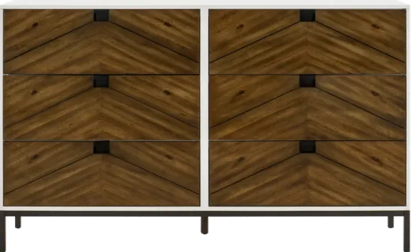 Oslo White and Walnut Dresser