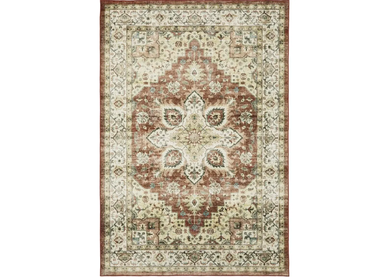 Sumter 2 x 8 Red and Ivory Washable Runner