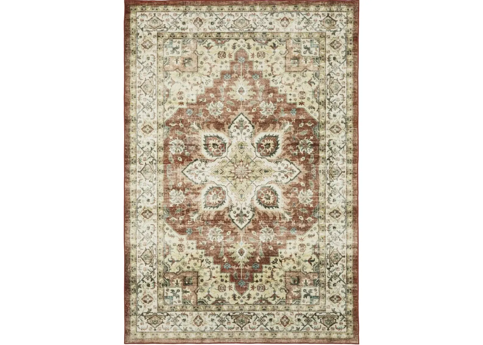 Sumter 5 x 7 Red and Ivory Washable Rug