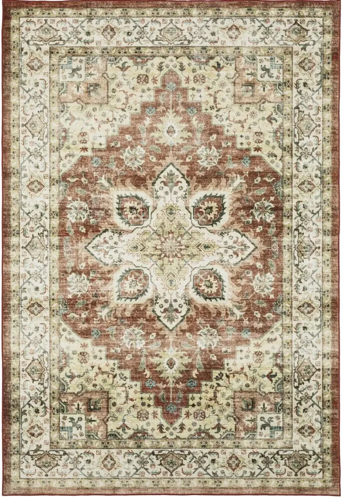 Sumter 5 x 7 Red and Ivory Washable Rug