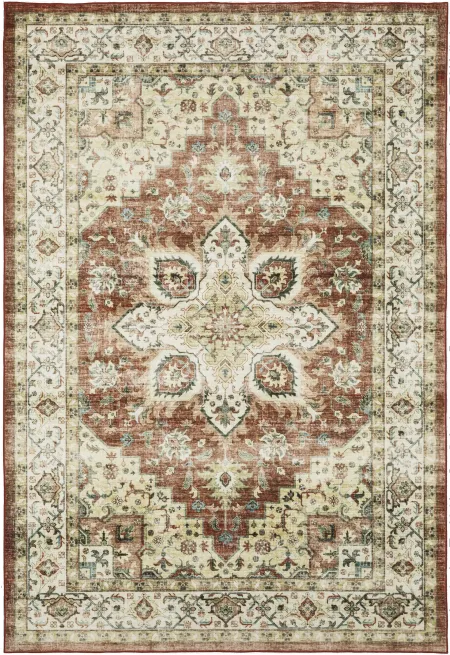 Sumter 5 x 7 Red and Ivory Washable Rug