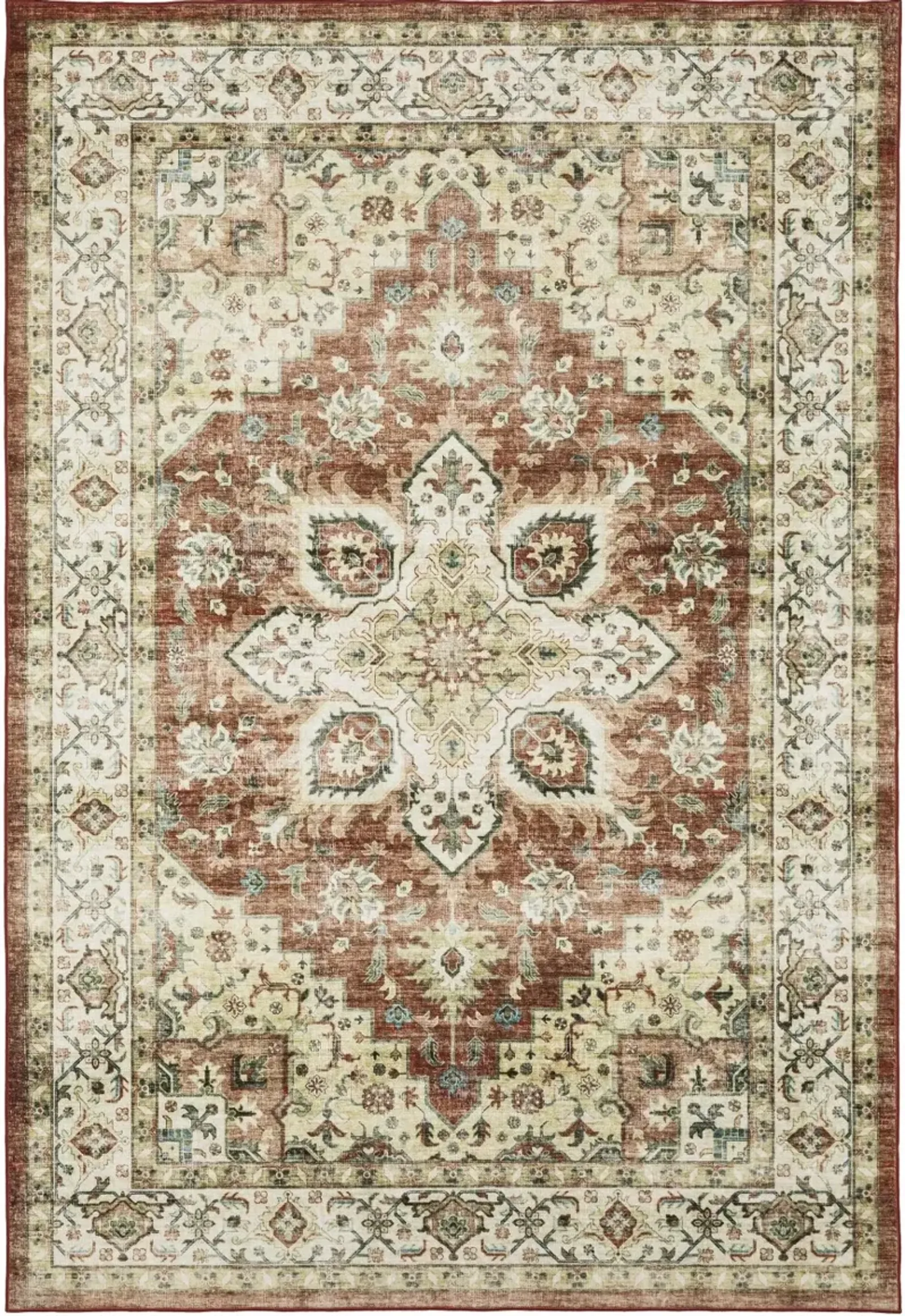 Sumter 8 x 10 Red and Ivory Washable Rug