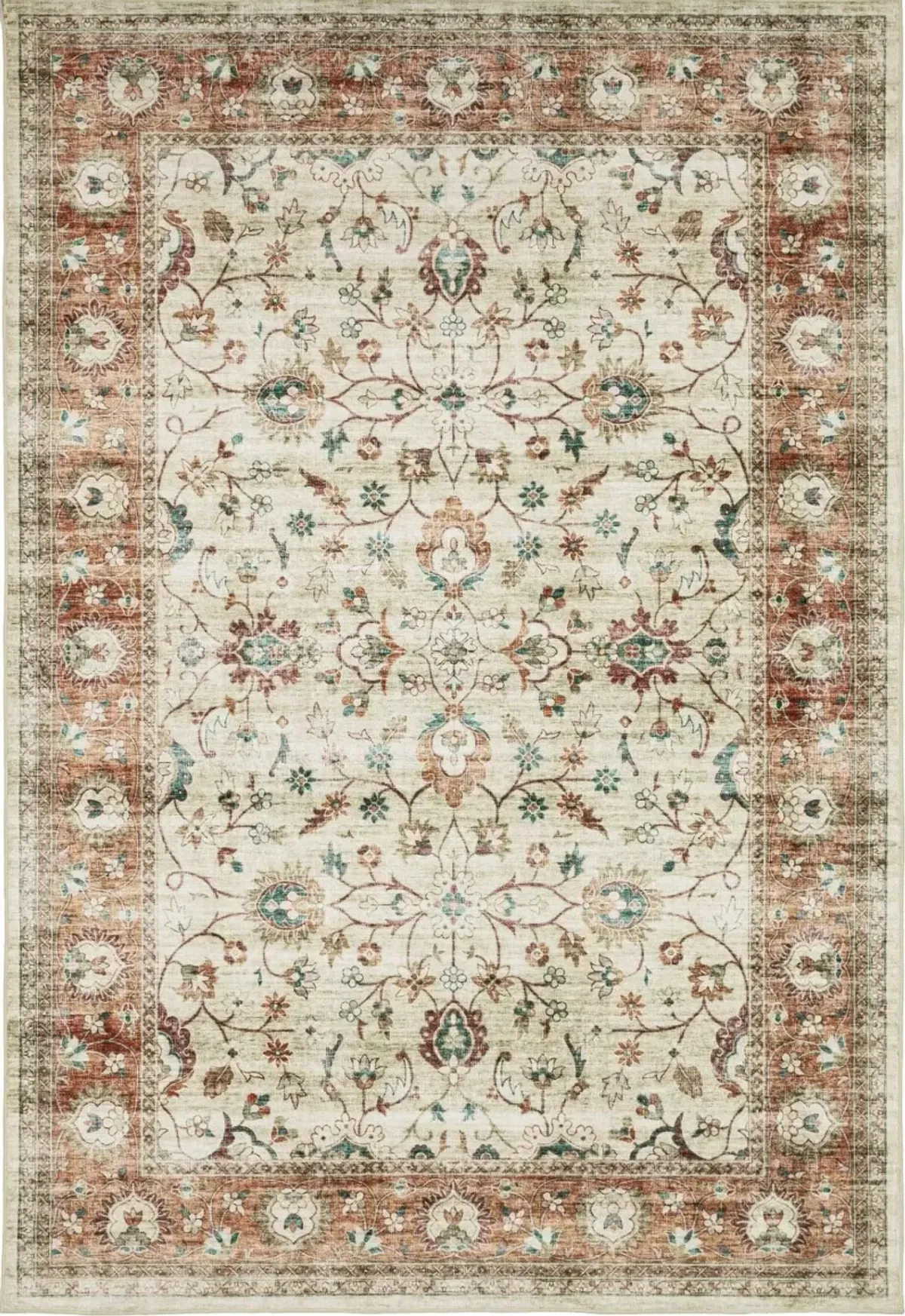 Sumter 2 x 3 Rust and Ivory Washable Rug