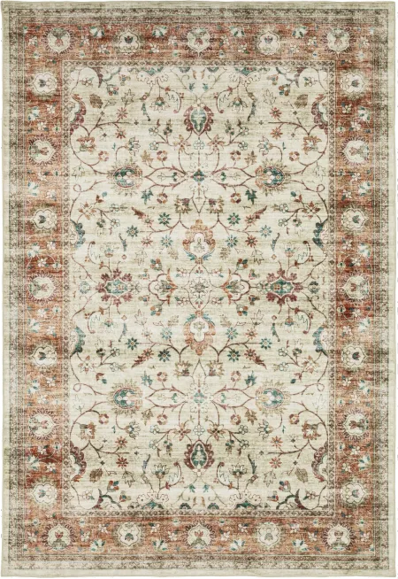 Sumter 5 x 7 Rust and Ivory Washable Rug