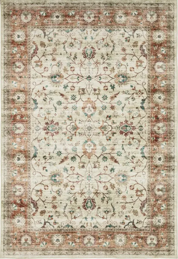 Sumter 5 x 7 Rust and Ivory Washable Rug