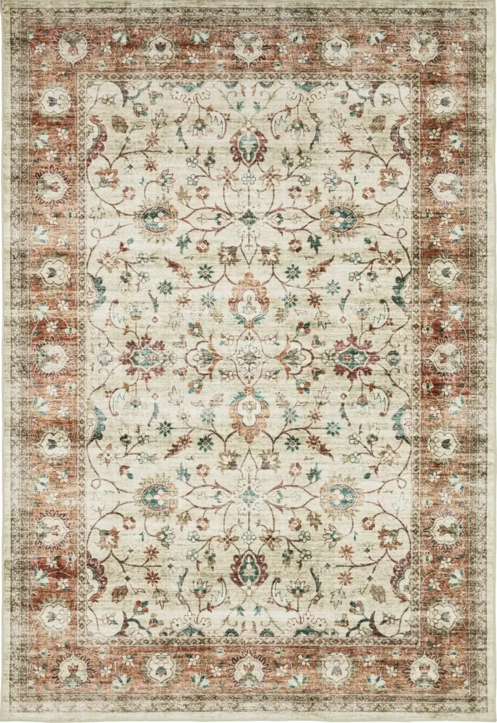 Sumter 8 x 10 Rust and Ivory Washable Rug