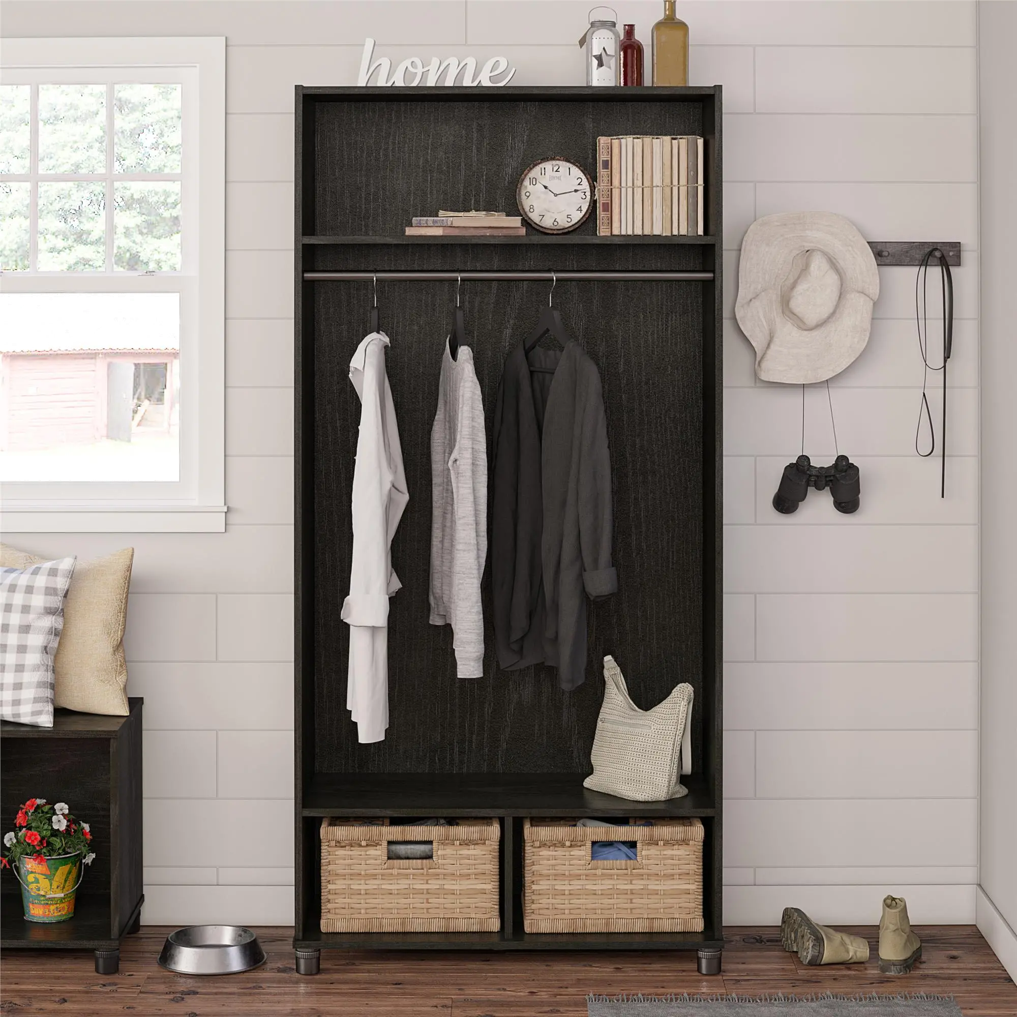 Camberly Black Oak 36" Mudroom Storage Cabinet