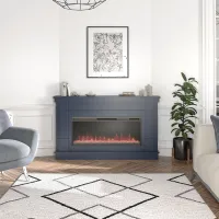 Waverly Navy Mantel with Electric Fireplace