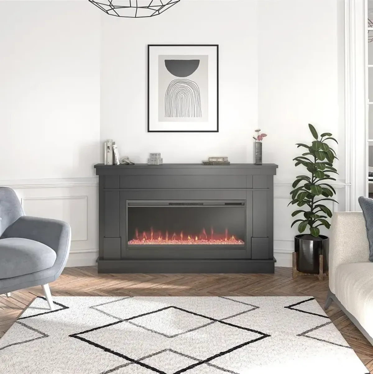 Waverly Black Mantel with Electric Fireplace