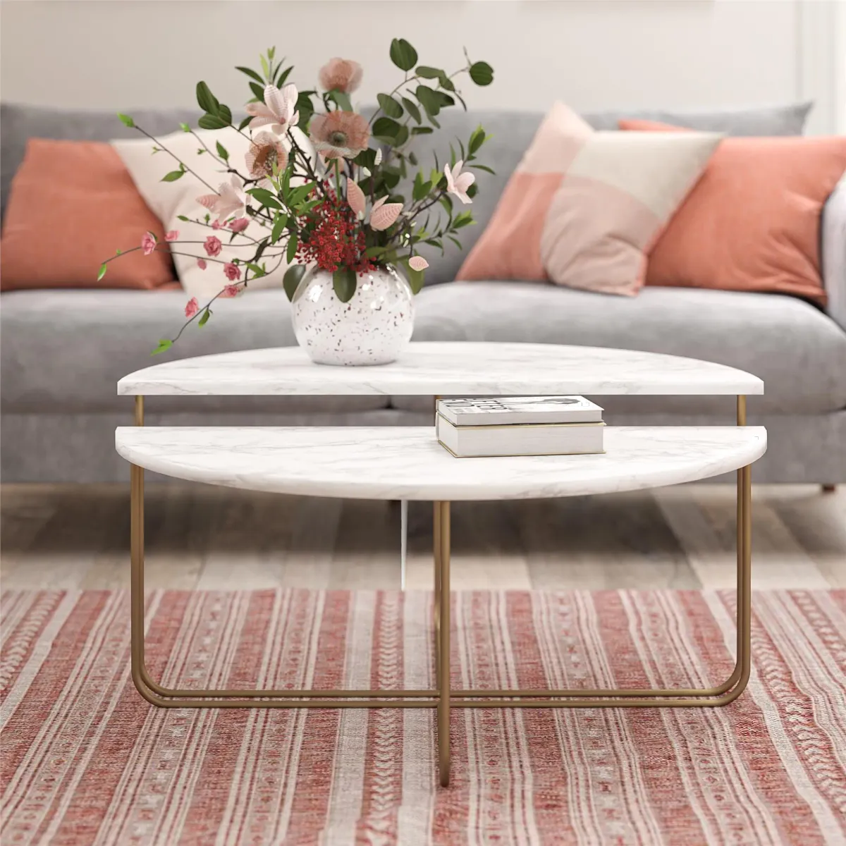 Athena White Marble Coffee Table