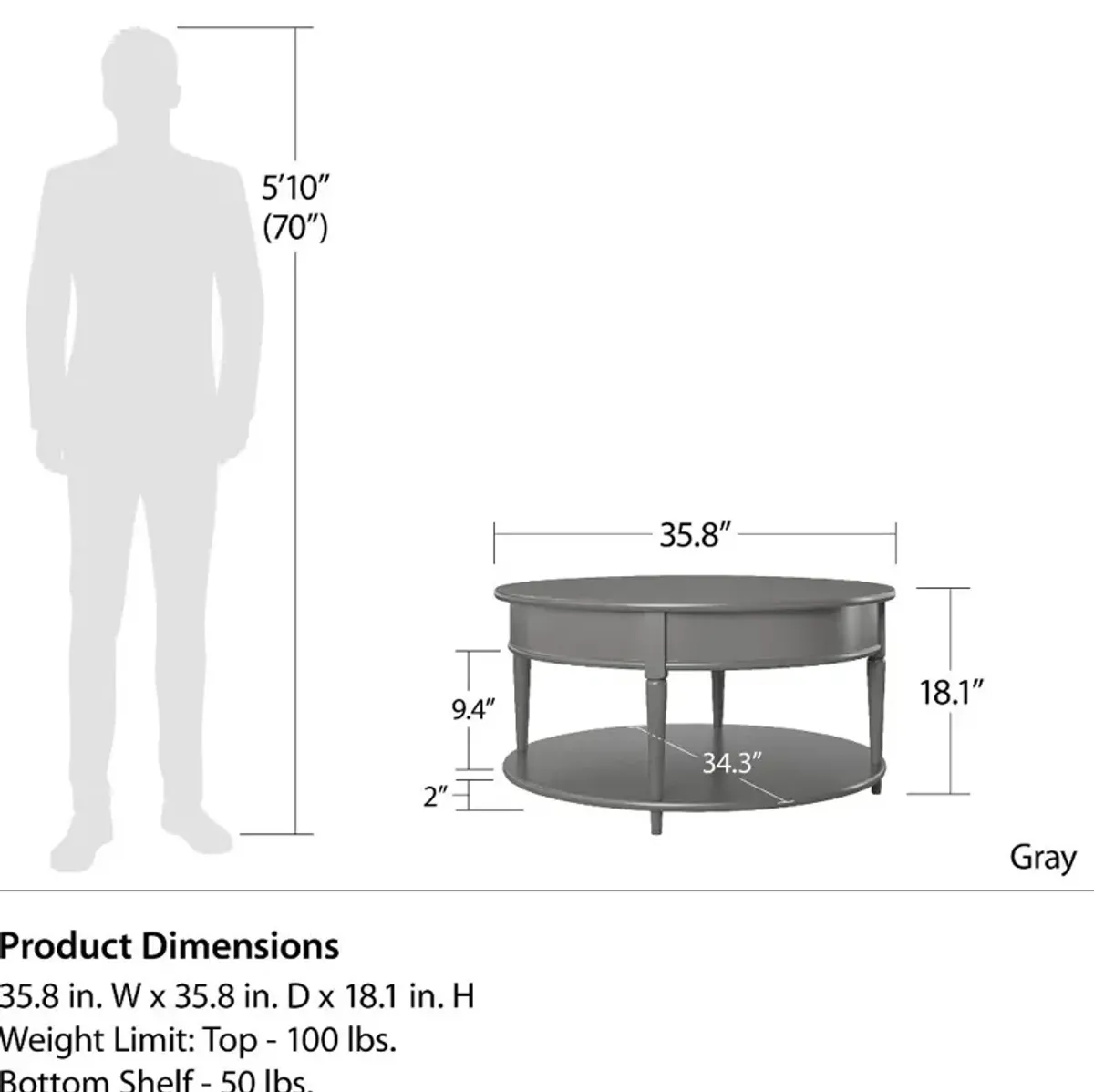 Aurora Gray Coffee Table