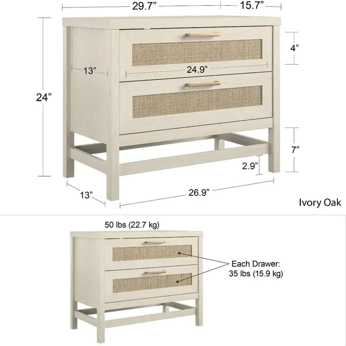 Lennon Brown 2-Drawer Nightstand