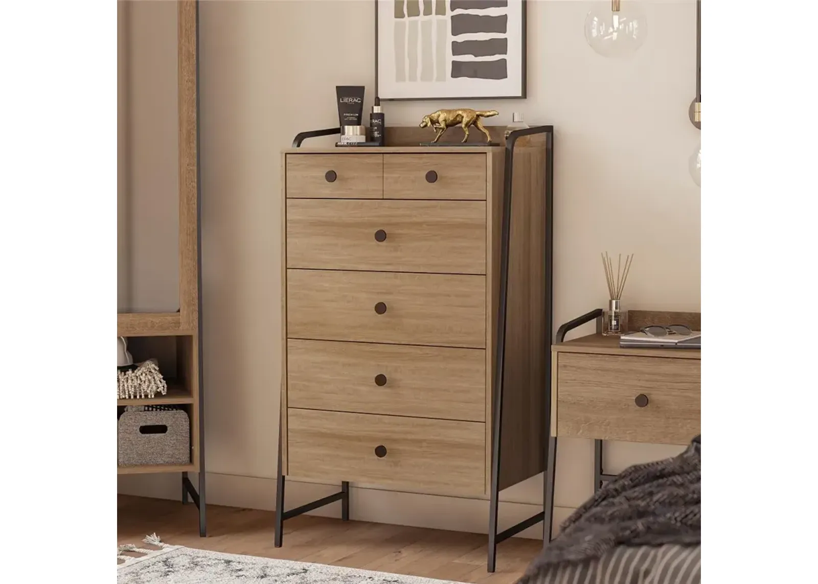 Bushwick Natural 5 Drawer Chest of Drawers