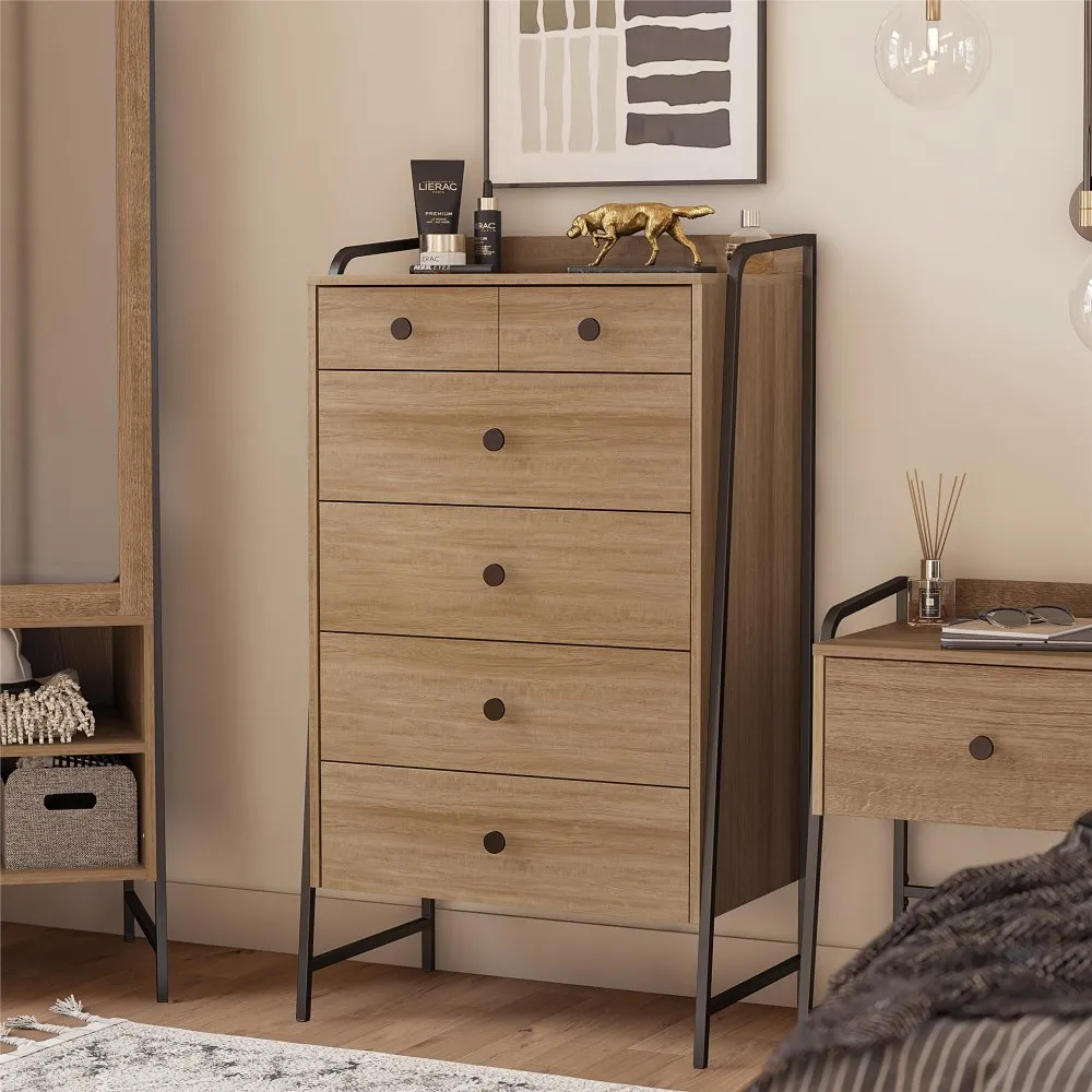 Bushwick Natural 5 Drawer Chest of Drawers