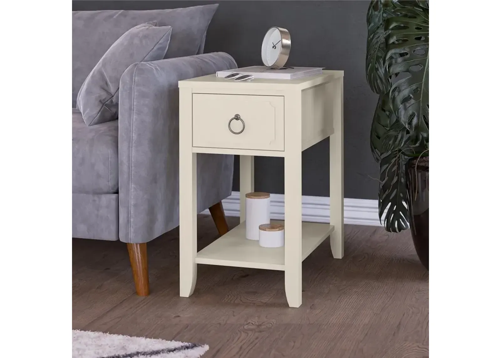 Majesty White Narrow Side Table