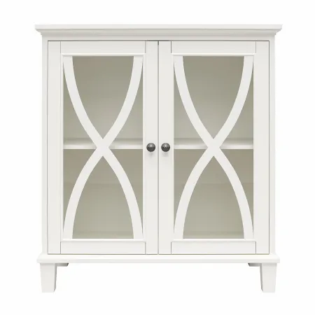 Celeste White Accent Cabinet with Glass Doors