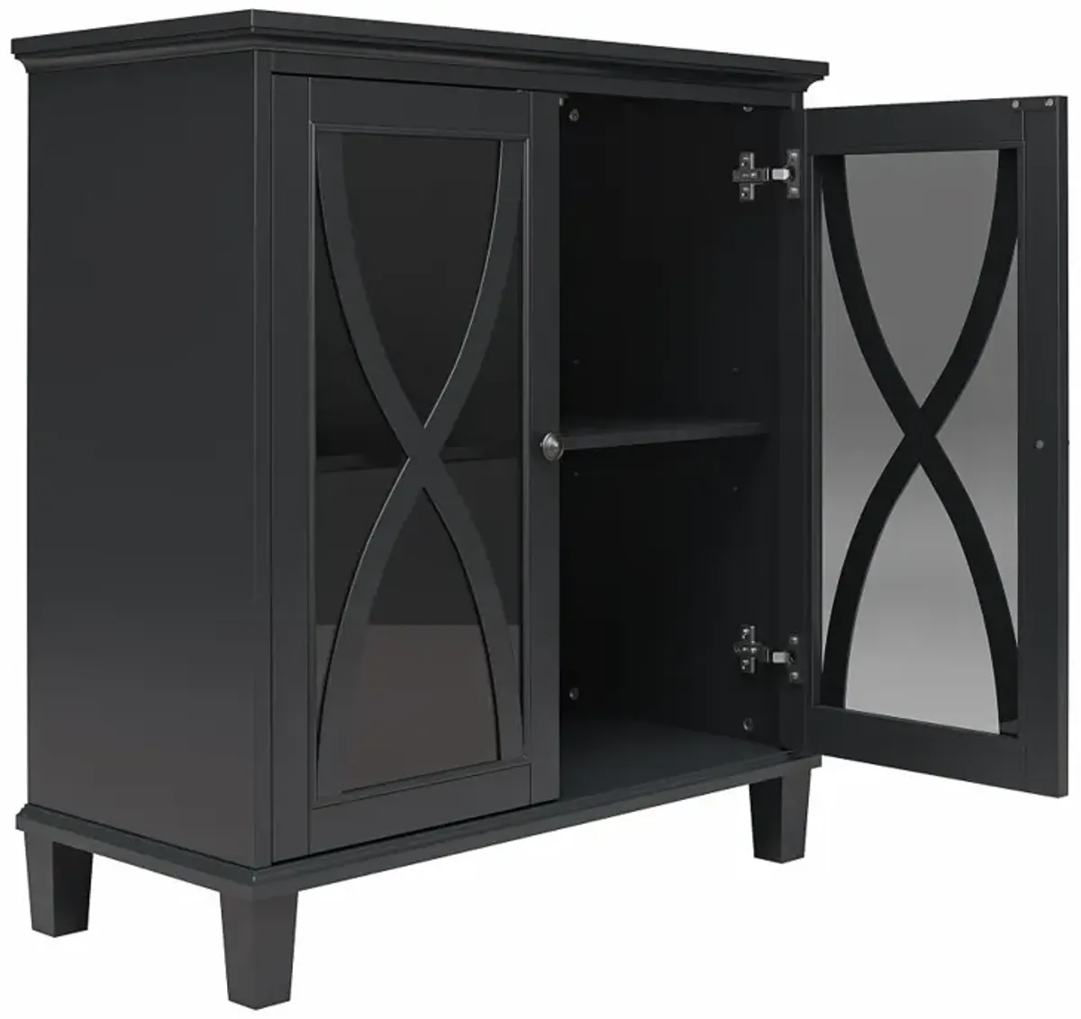 Celeste Black Accent Cabinet with Glass Doors