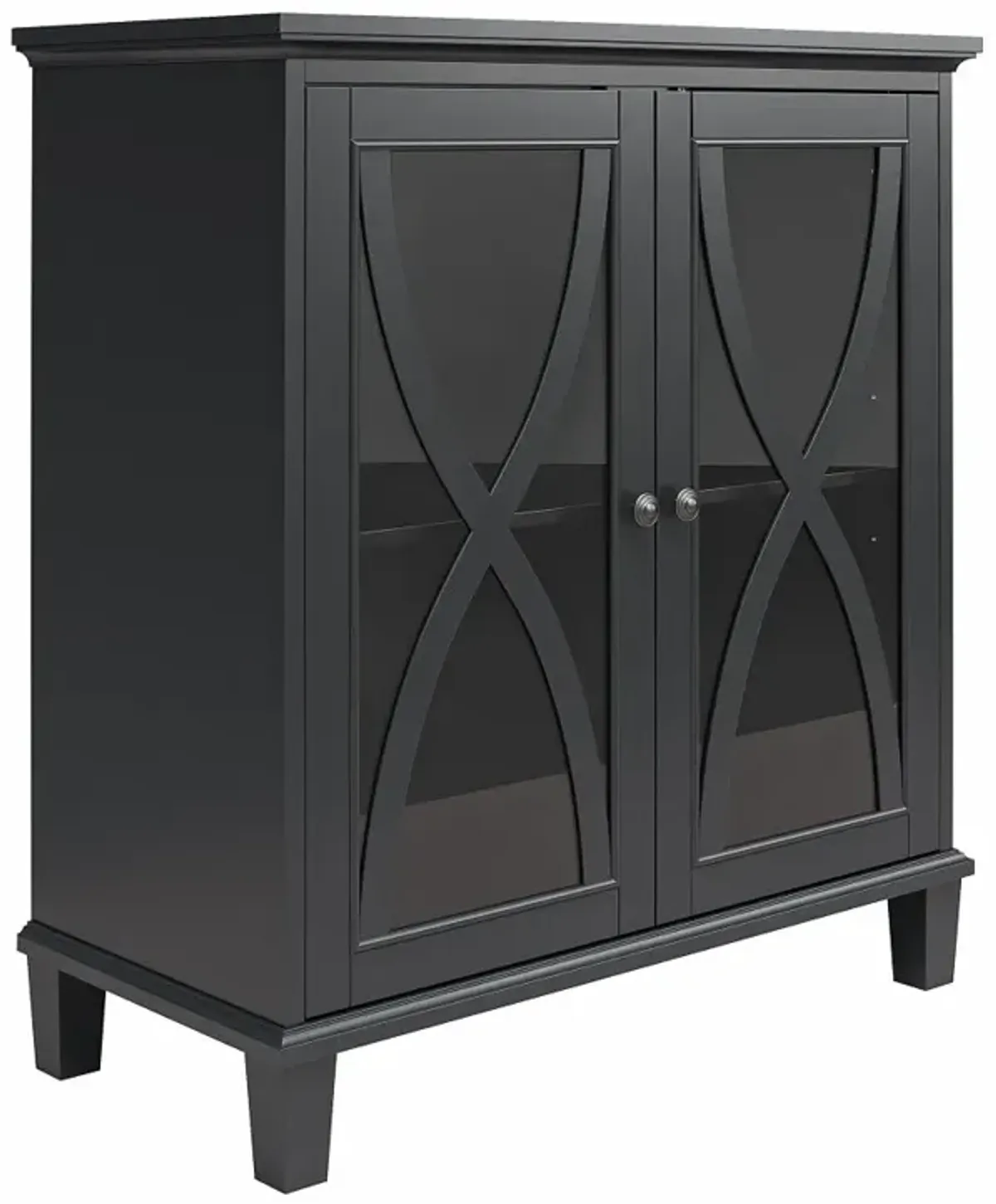 Celeste Black Accent Cabinet with Glass Doors