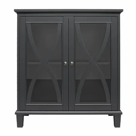 Celeste Black Accent Cabinet with Glass Doors