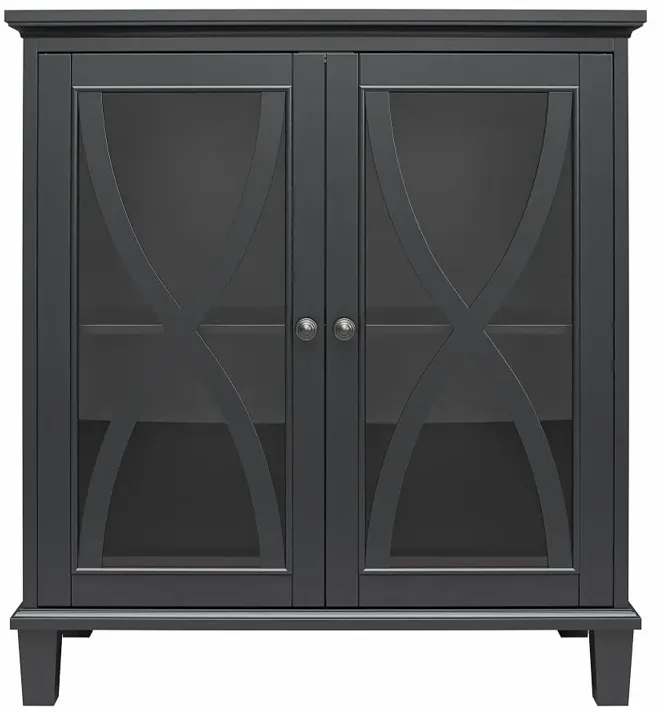 Celeste Black Accent Cabinet with Glass Doors