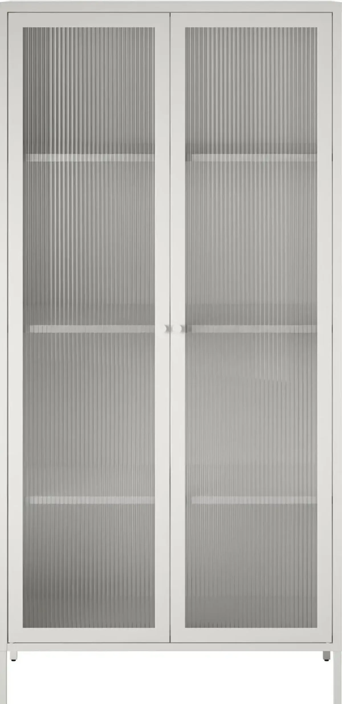 Ashbury White Tall Storage Cabinet with Fluted Glass Doors