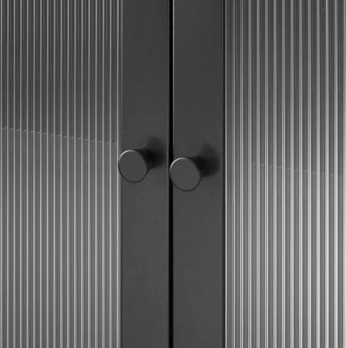 Ashbury Black Tall Storage Cabinet with Fluted Glass Doors