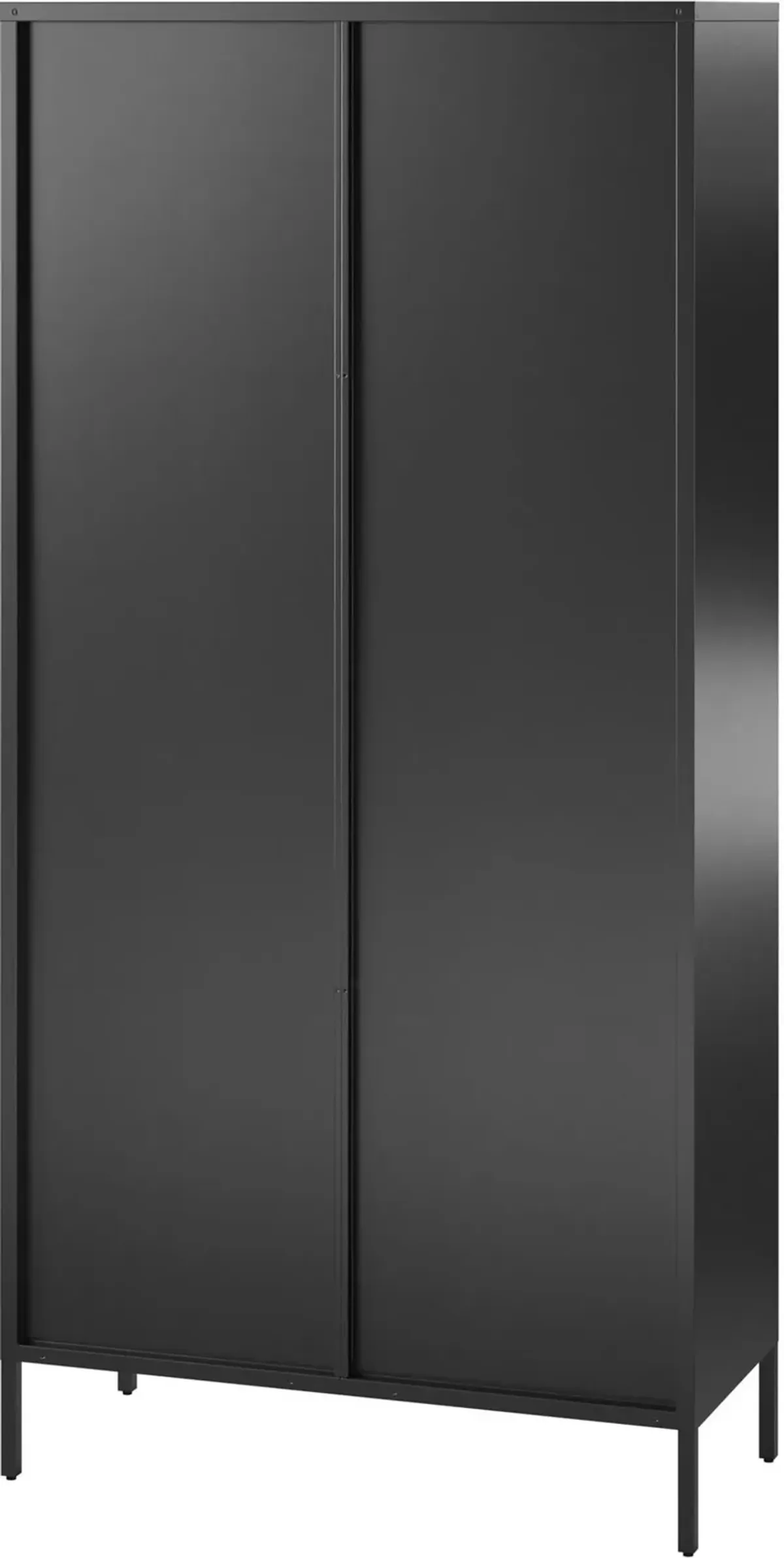 Ashbury Black Tall Storage Cabinet with Fluted Glass Doors