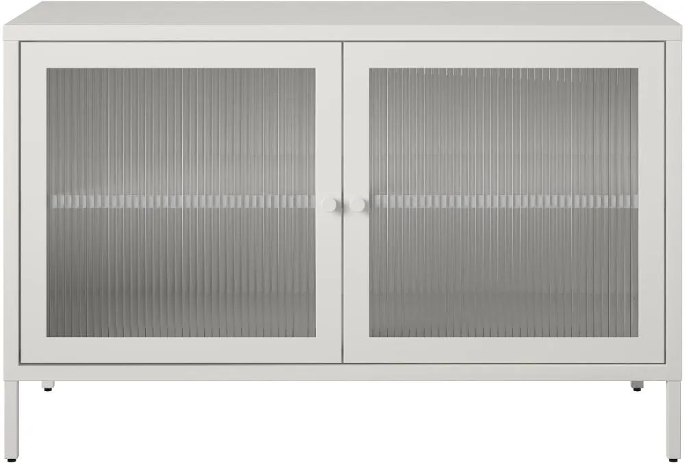 Ashbury White 2 Door Storage Cabinet with Fluted Glass Doors