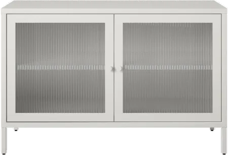 Ashbury White 2 Door Storage Cabinet with Fluted Glass Doors
